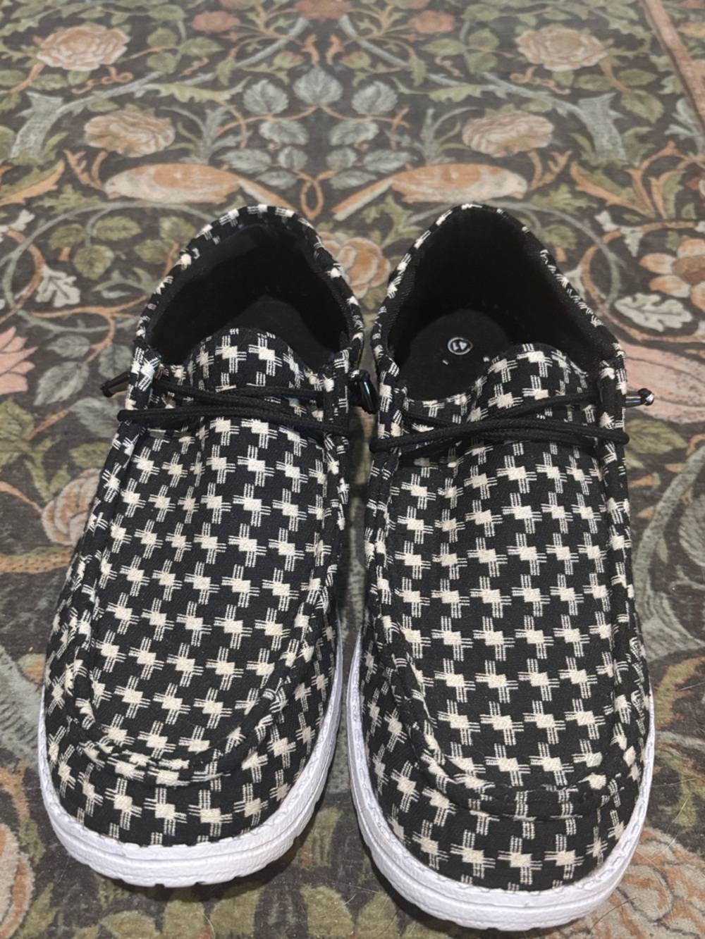 Black & White Woven Slip-On Shoes